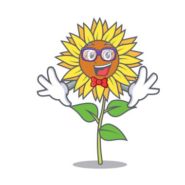 Geek ayçiçeği karakter karikatür tarzı