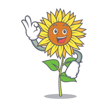 Ayçiçeği karakter karikatür tarzı Tamam