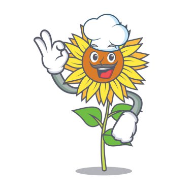 Şef ayçiçeği karakter karikatür tarzı