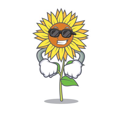 Süper cool ayçiçeği karakter karikatür tarzı