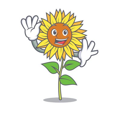 Ayçiçeği karakter karikatür tarzı sallayarak