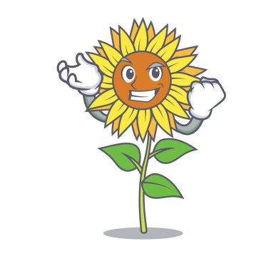 Başarılı ayçiçeği karakter karikatür tarzı