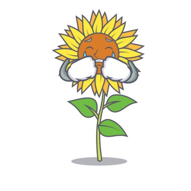 Ayçiçeği maskot karikatür tarzı ağlıyor