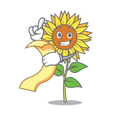 Menü ayçiçeği maskot karikatür tarzı ile