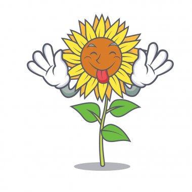 Ayçiçeği maskot karikatür tarzı dil