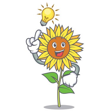 Bir fikir ayçiçeği maskot karikatür tarzı var