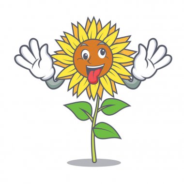 Deli ayçiçeği maskot karikatür tarzı
