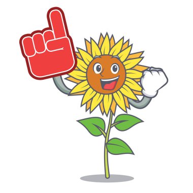Parmak ayçiçeği maskot karikatür tarzı köpük
