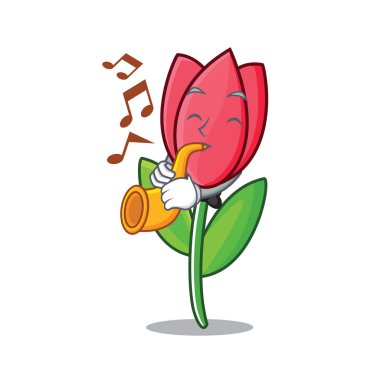 Trompet Lale maskot karikatür tarzı ile