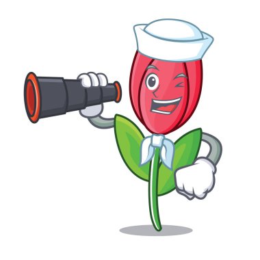 Denizci dürbün Lale maskot karikatür tarzı ile