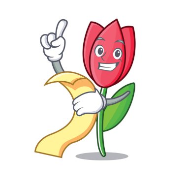 Menü Lale maskot karikatür tarzı ile