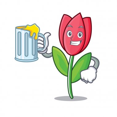 Suyu Lale maskot karikatür tarzı ile