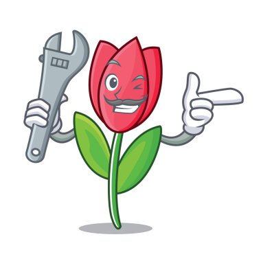 Mekanik Lale maskot karikatür tarzı