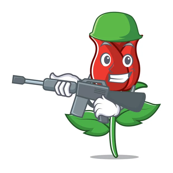 Esercito rosso rosa personaggio cartone animato — Vettoriale Stock