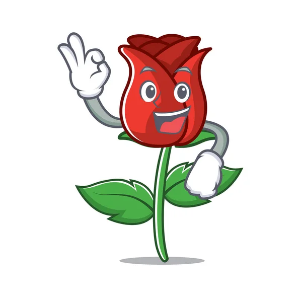Ok rosso rosa personaggio cartone animato — Vettoriale Stock