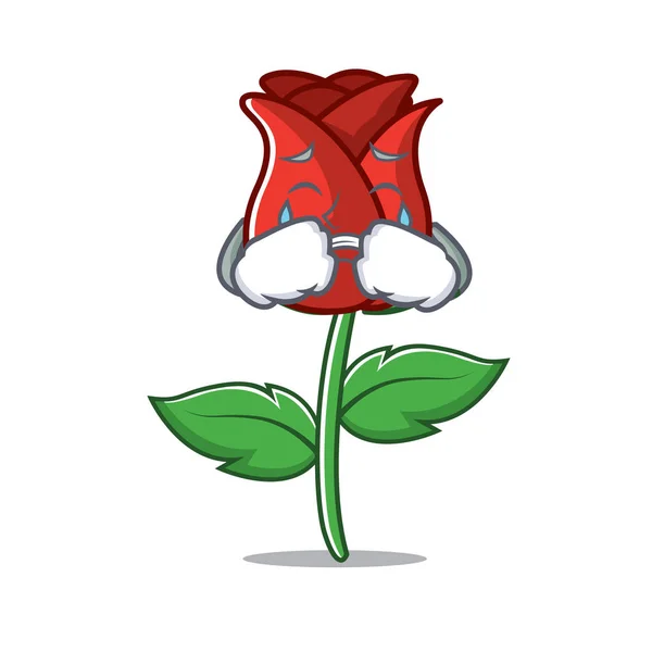 哭红玫瑰吉祥物卡通 — 图库矢量图片