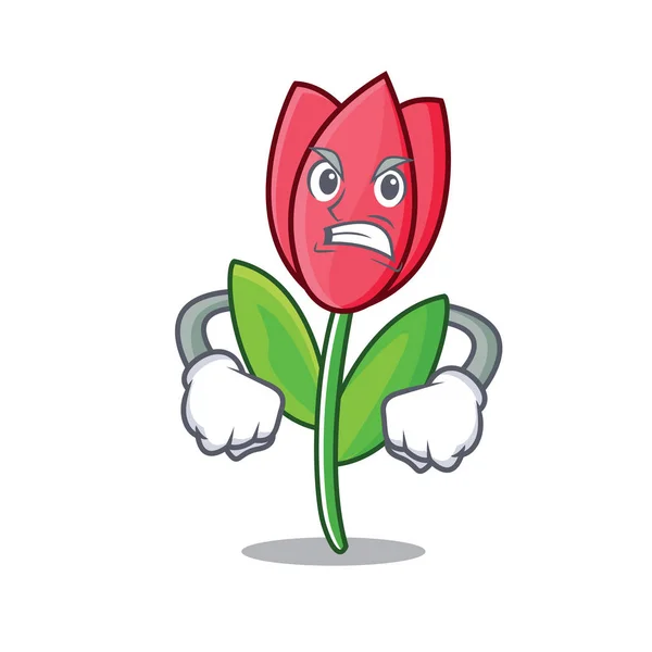 Angry tulip mascot cartoon style — Stock Vector