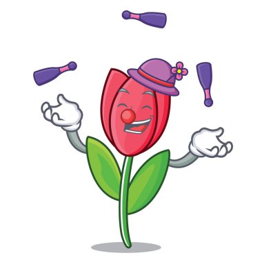 Lale maskot karikatür tarzı hokkabazlık