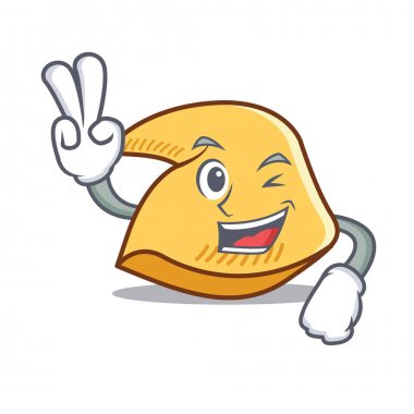 Fal kurabiyesi karakter karikatür iki parmak