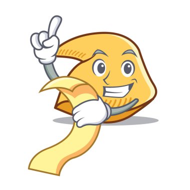 Menü fal kurabiyesi maskot karikatür ile