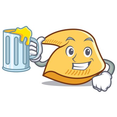 Suyu fal kurabiyesi maskot karikatür ile