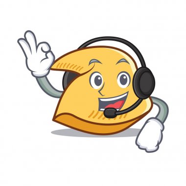 Kulaklık şans kurabiyesi maskot karikatür ile