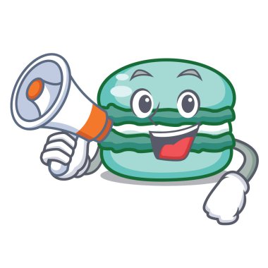 Megafon macaron karakter karikatür tarzı ile