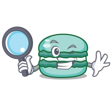 Dedektif macaron karakter karikatür tarzı