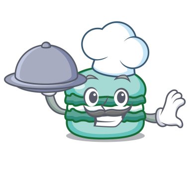Şef gıda macaron karakter karikatür tarzı ile