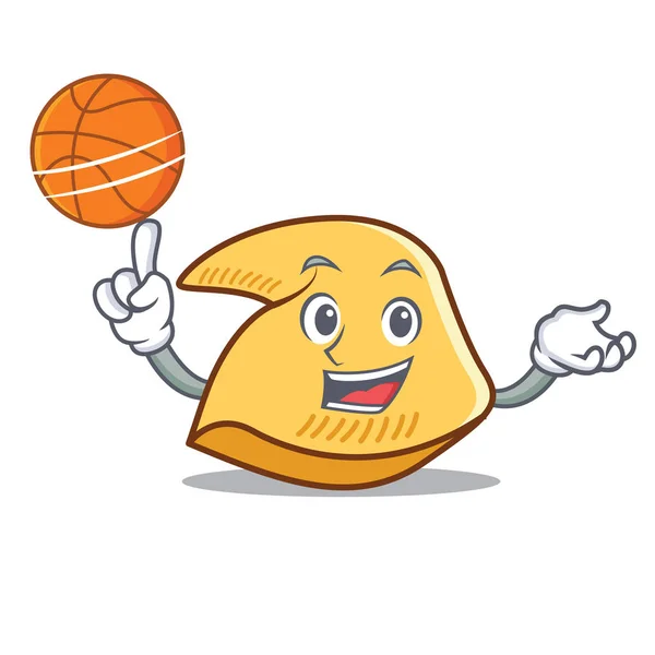 Com bolinho da sorte de basquete personagem cartoon —  Vetores de Stock