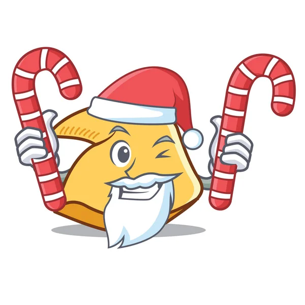 Santa con caramelo mascota galleta de la fortuna de dibujos animados — Vector de stock