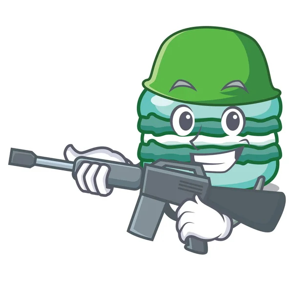Army macaron character cartoon style — Stock Vector