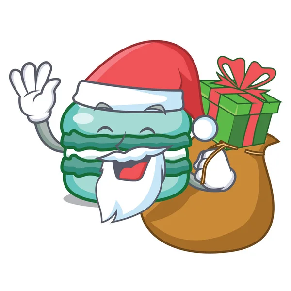 Noel Baba hediye macaron karakter karikatür tarzı ile — Stok Vektör
