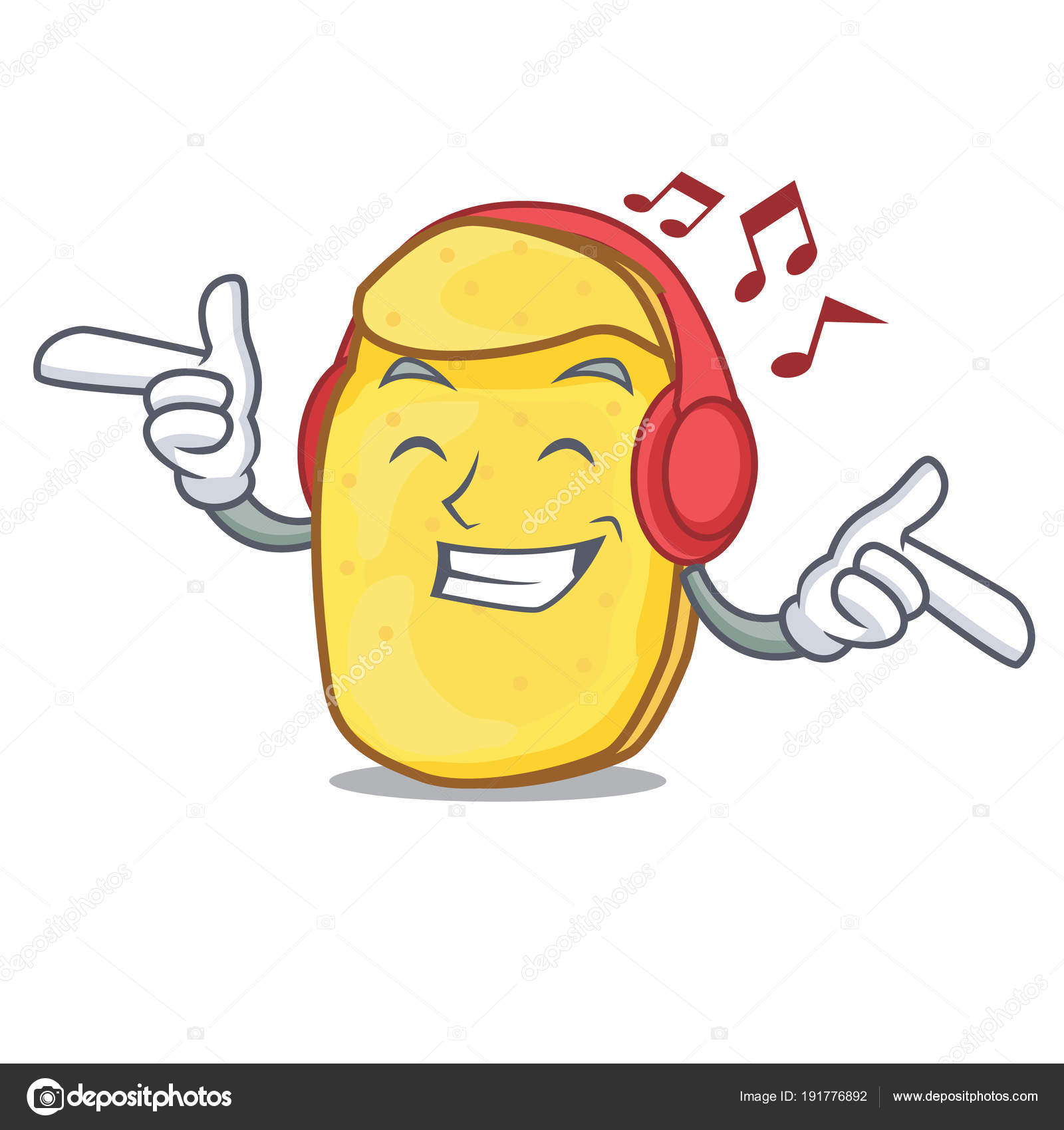 Listening Music Potato Chips Mascot Cartoon Stock Vector - patao song roblox id