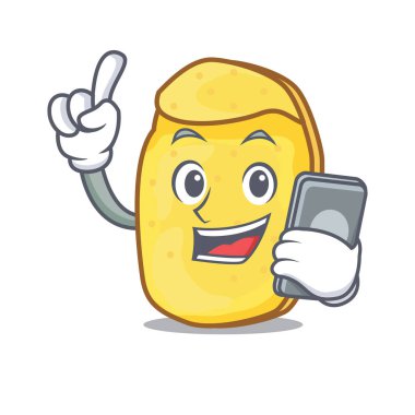 Telefon patates cipsi karakter karikatür ile