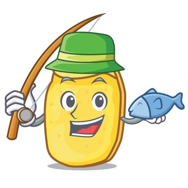 Patates cipsi maskot karikatür Balık tutma