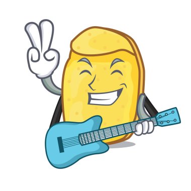 Gitar patates cipsi maskot karikatür ile