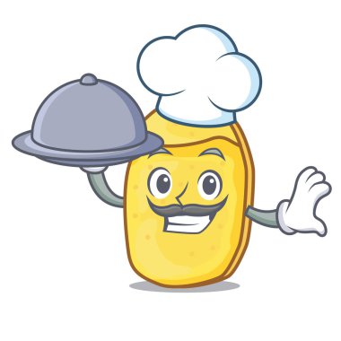 Şef yemek patates cipsi maskot karikatür ile