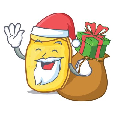 Noel Baba hediye patates cipsi maskot karikatür ile