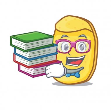 Öğrenci kitap patates cipsi maskot karikatür ile