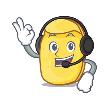 Kulaklık patates cipsi maskot karikatür ile