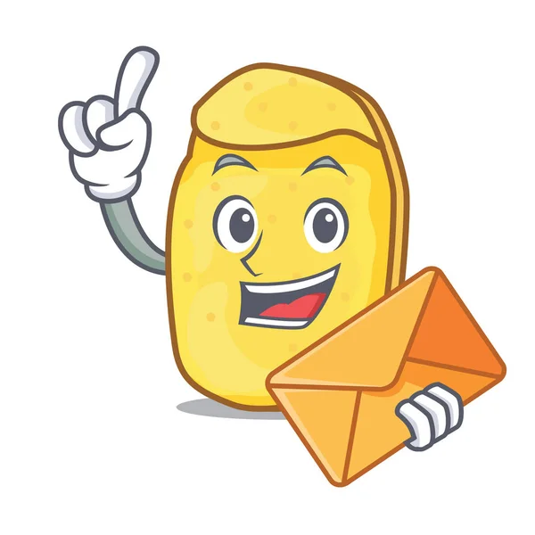 Com envelope batatas fritas personagem desenhos animados — Vetor de Stock