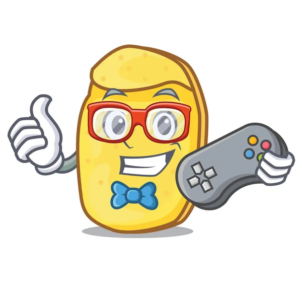 Gamer potato chips mascotte cartoon — Stockvector