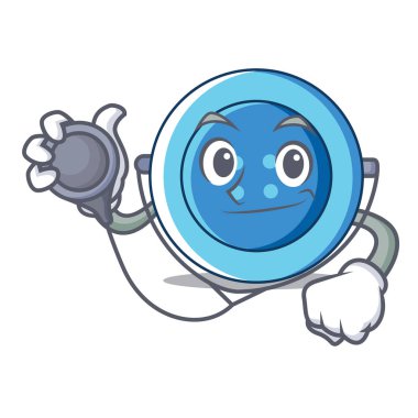 Doktor giyim düğmesini karakter karikatür