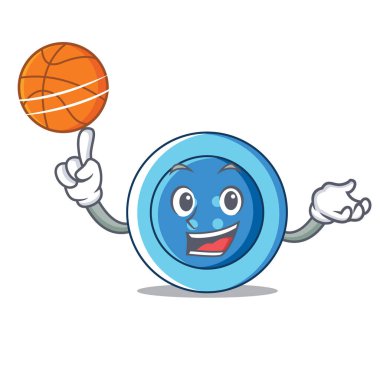 Basketbol giyim düğmesini karakter karikatür ile
