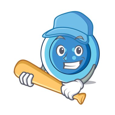 Beyzbol giyim düğmesini karakter karikatür oynarken