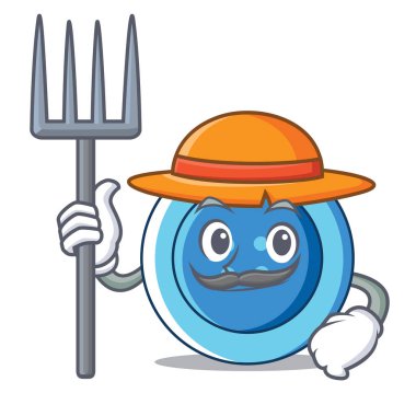 Çiftçi giyim düğmesini karakter karikatür