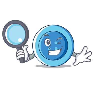 Dedektif giyim düğmesini karakter karikatür