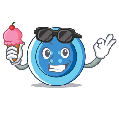 Dondurma giyim düğmesini karakter karikatür ile