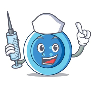 Hemşire giyim düğmesini karakter karikatür